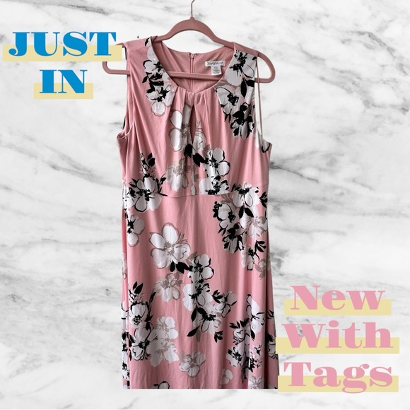 NWT North Style Floral Pink Sleeveless Dress Size 16 - Picture 3 of 8